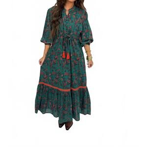 NEW ISLAPAYAL cape midi dress in partridge teal